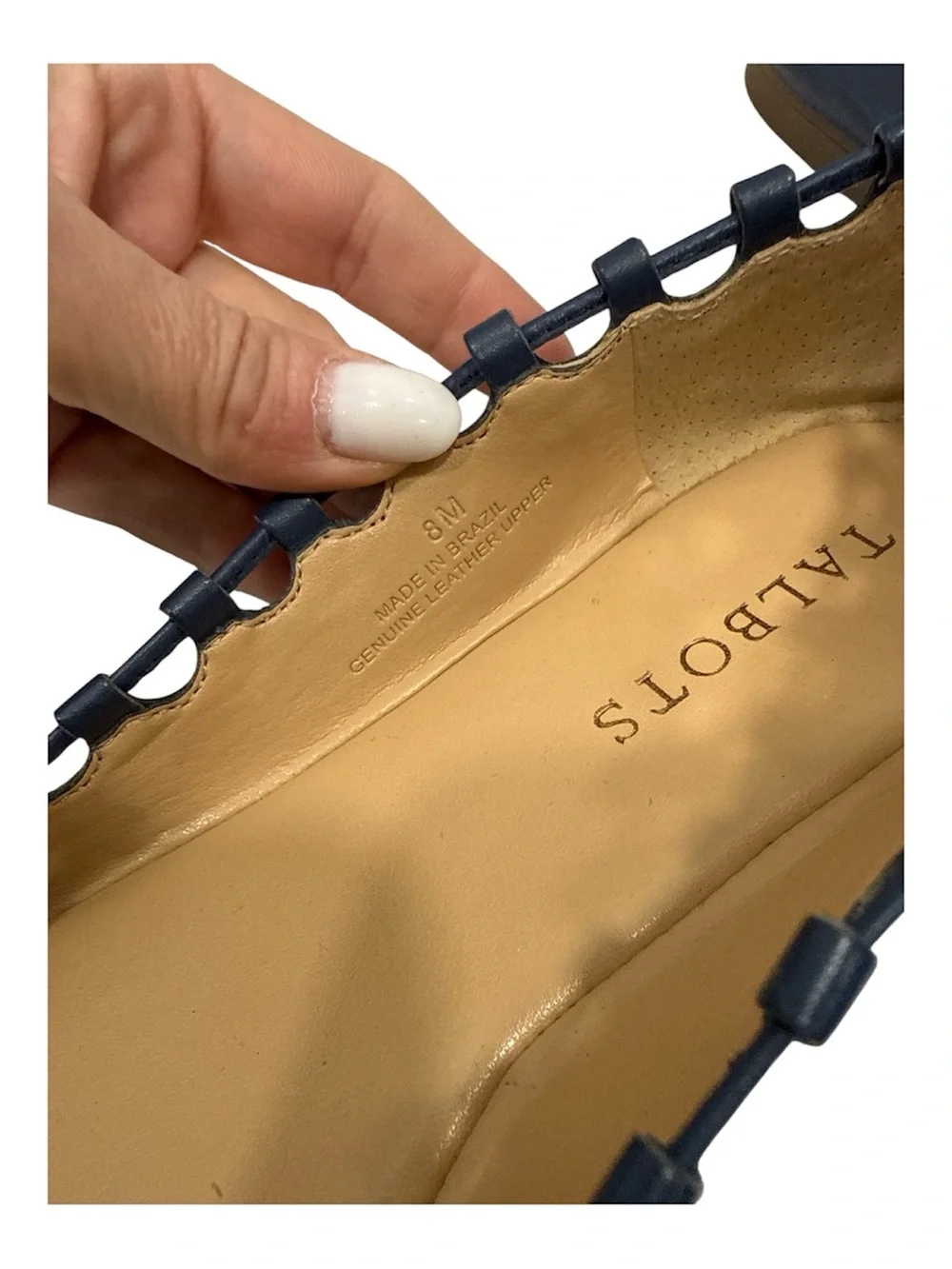 Talbots Navy Pointed Toe Flats with Loop Trim and Bow